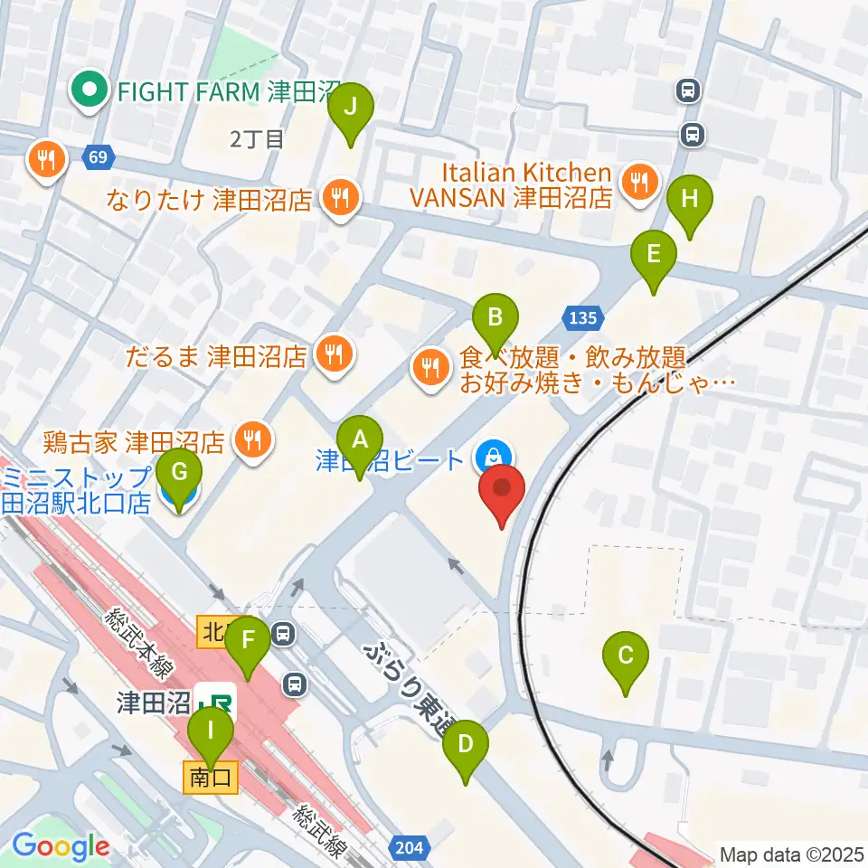 津田沼カルチャーセンター周辺のコンビニエンスストア一覧地図