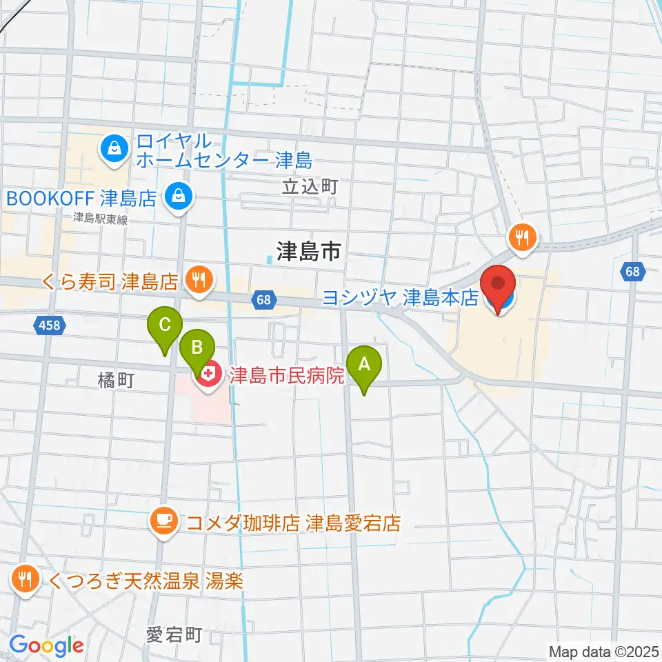 矢木楽器店 ヨシヅヤ津島センター周辺のコンビニエンスストア一覧地図