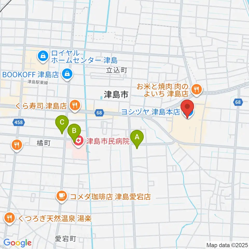 矢木楽器店 ヨシヅヤ津島センター周辺のコンビニエンスストア一覧地図