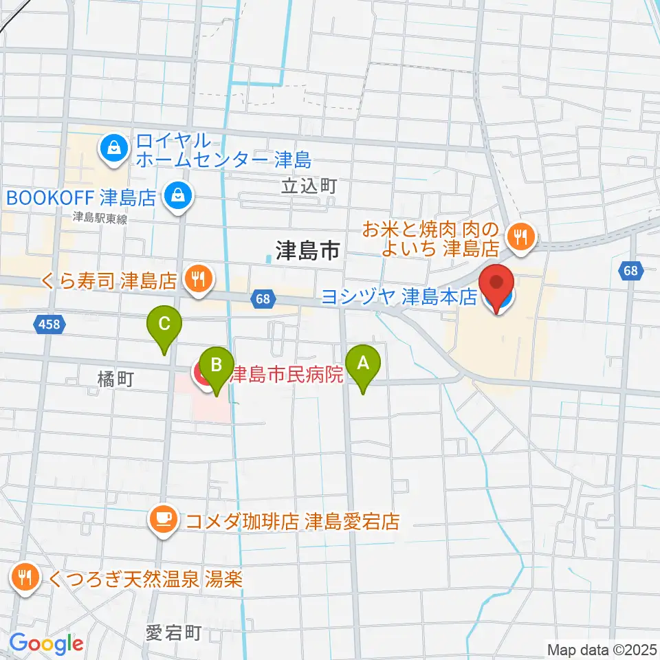 矢木楽器店 ヨシヅヤ津島センター周辺のコンビニエンスストア一覧地図