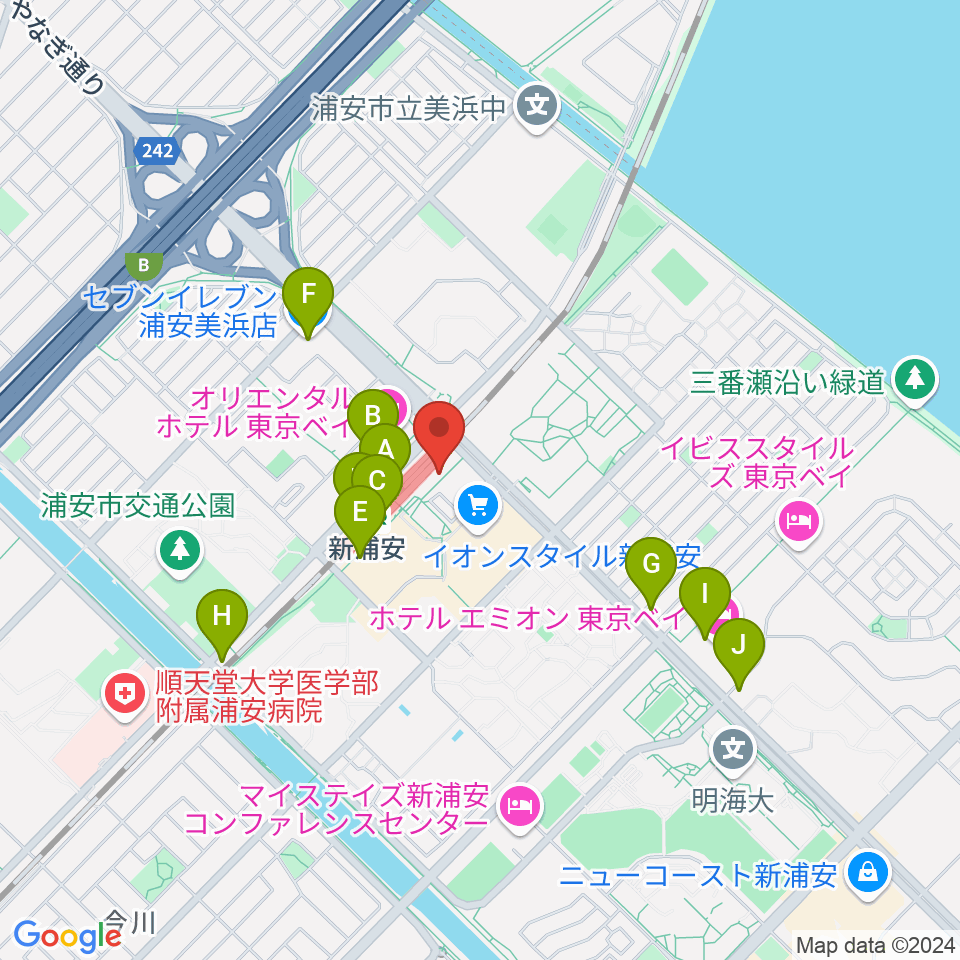 新浦安カルチャープラザ周辺のコンビニエンスストア一覧地図