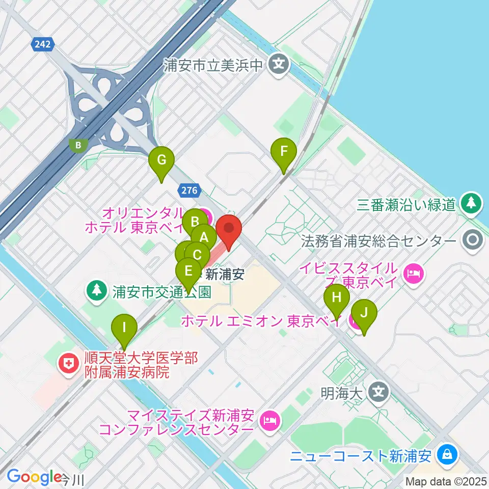 新浦安カルチャープラザ周辺のコンビニエンスストア一覧地図