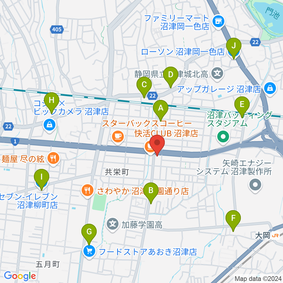 すみやグッディ沼津店周辺のコンビニエンスストア一覧地図