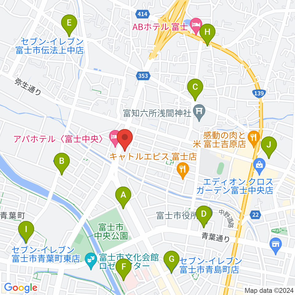 すみやグッディ富士店周辺のコンビニエンスストア一覧地図