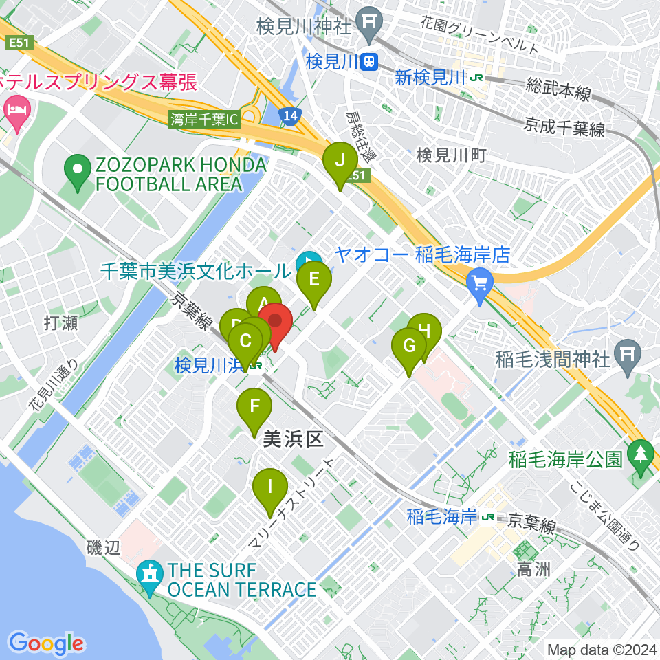 美浜カルチャーセンター周辺のコンビニエンスストア一覧地図