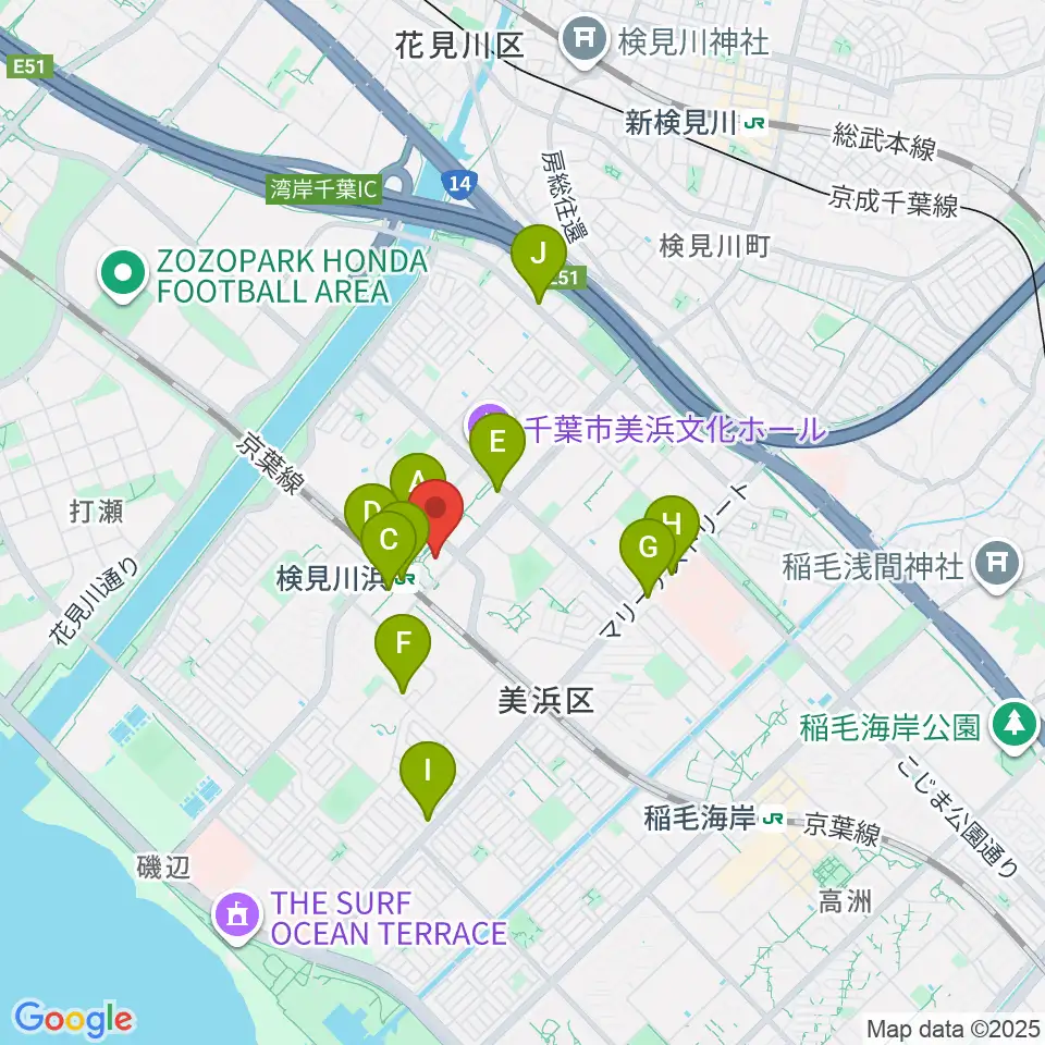 美浜カルチャーセンター周辺のコンビニエンスストア一覧地図
