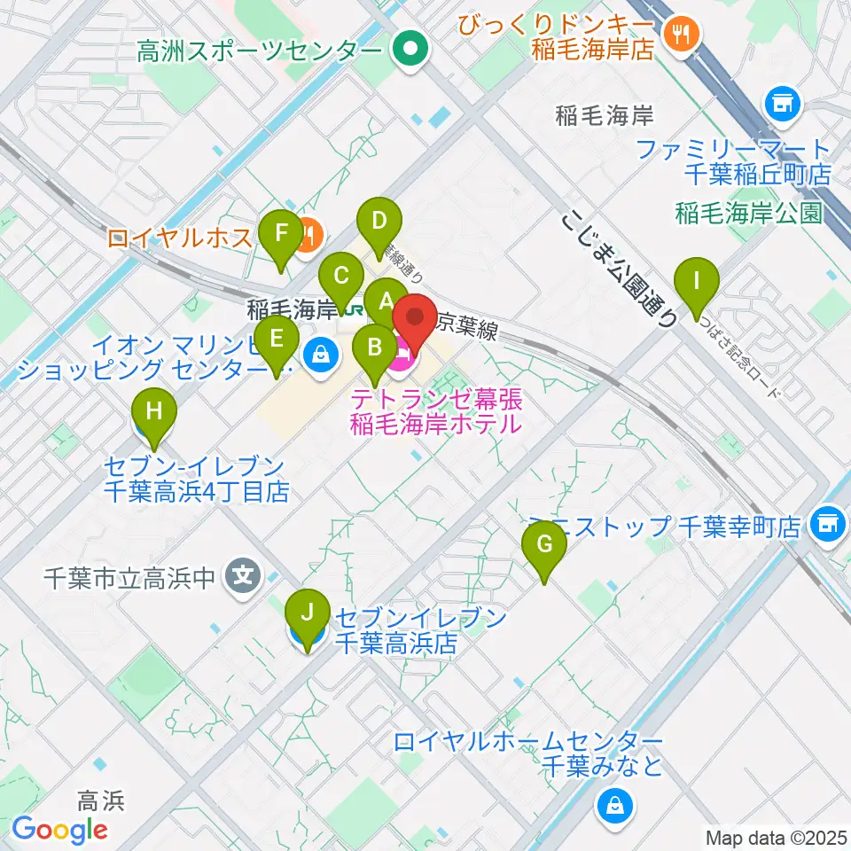 稲毛海岸カルチャーセンター周辺のコンビニエンスストア一覧地図