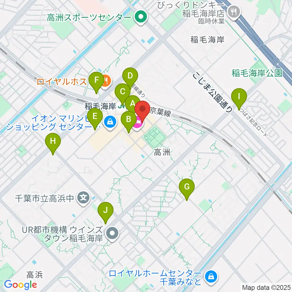 稲毛海岸カルチャーセンター周辺のコンビニエンスストア一覧地図