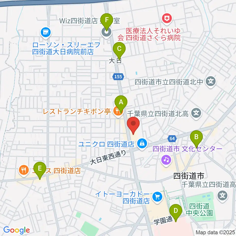 四街道カルチャーセンター周辺のコンビニエンスストア一覧地図