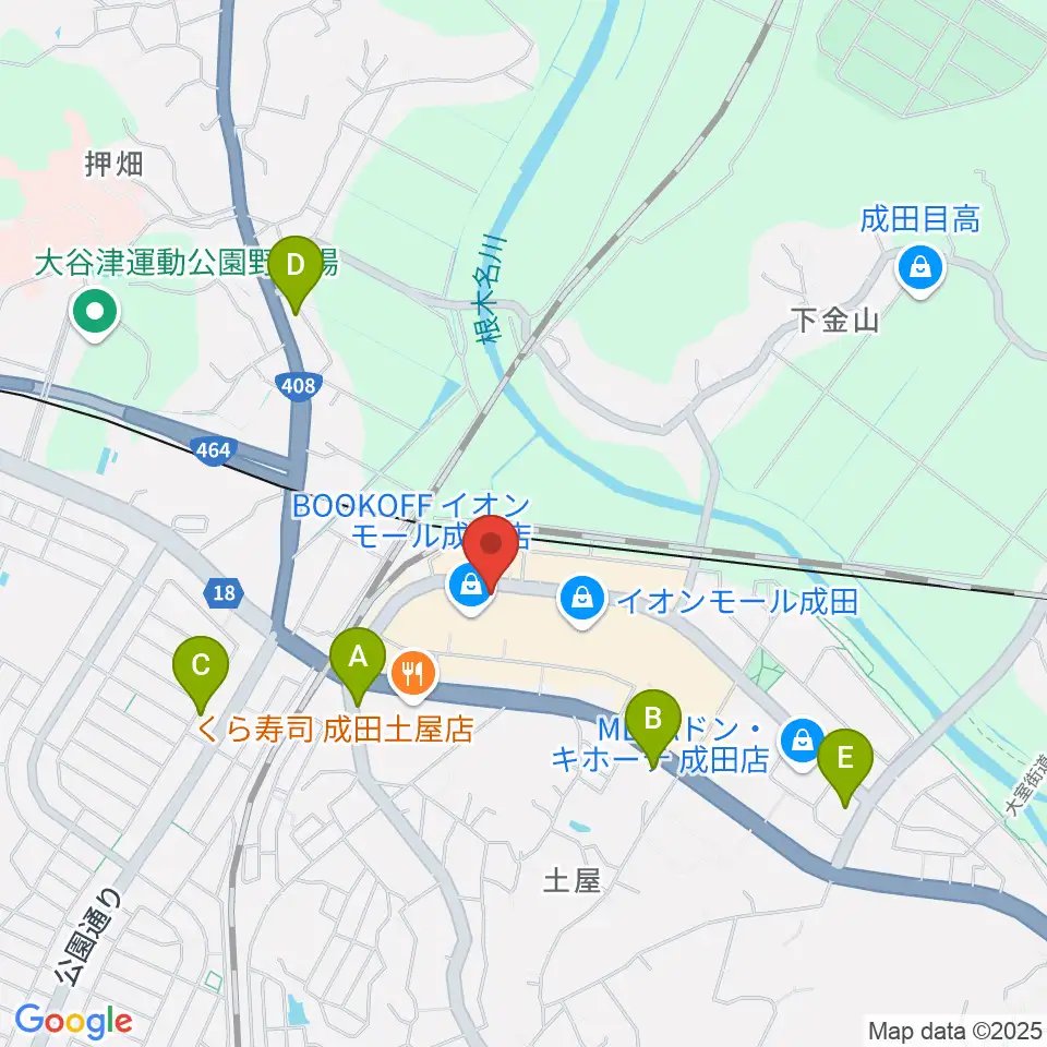 成田カルチャーセンター周辺のコンビニエンスストア一覧地図
