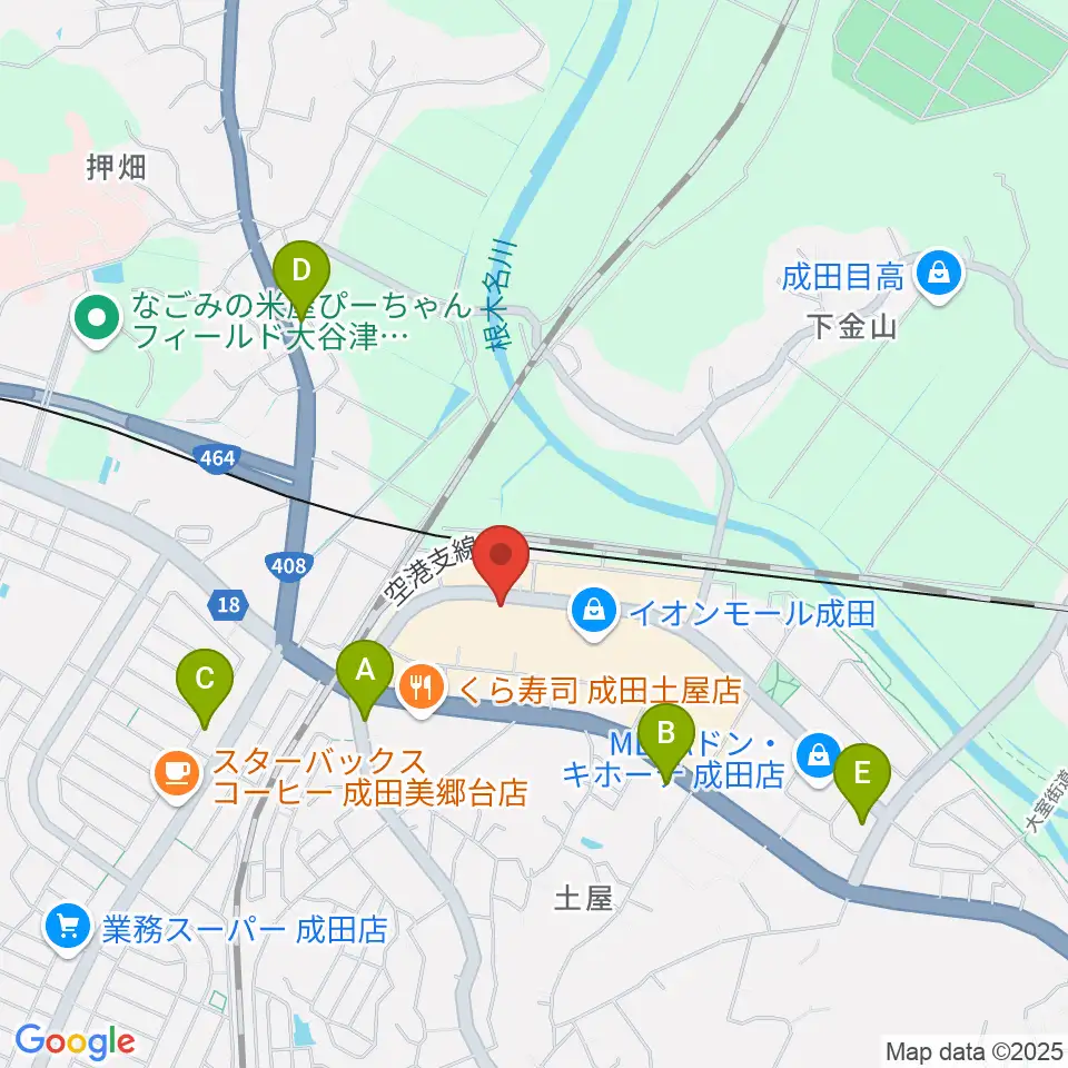 成田カルチャーセンター周辺のコンビニエンスストア一覧地図