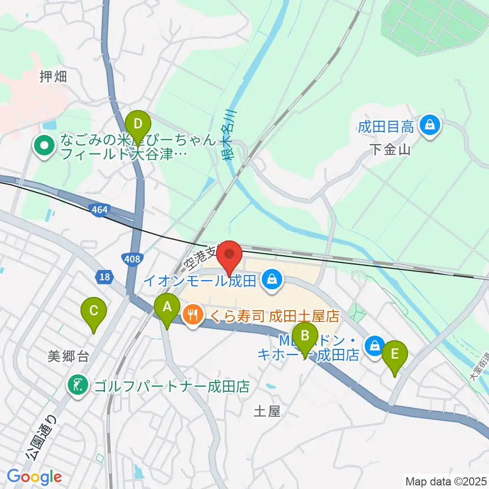 成田カルチャーセンター周辺のコンビニエンスストア一覧地図
