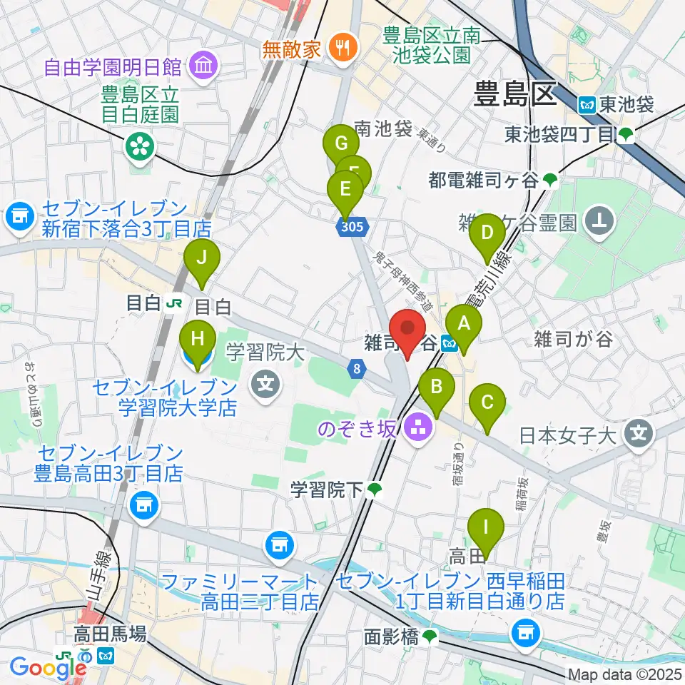 雑司が谷地域文化創造館周辺のコンビニエンスストア一覧地図