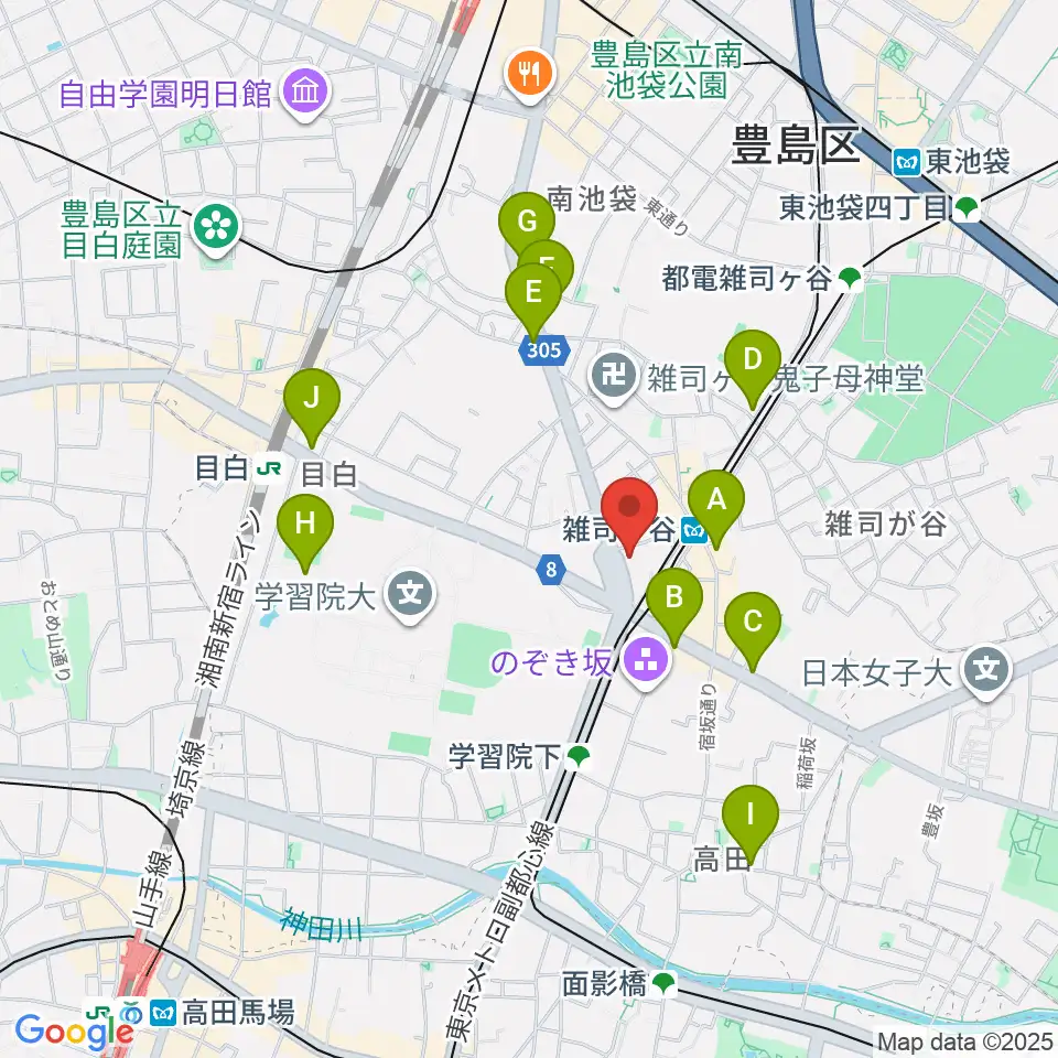 雑司が谷地域文化創造館周辺のコンビニエンスストア一覧地図