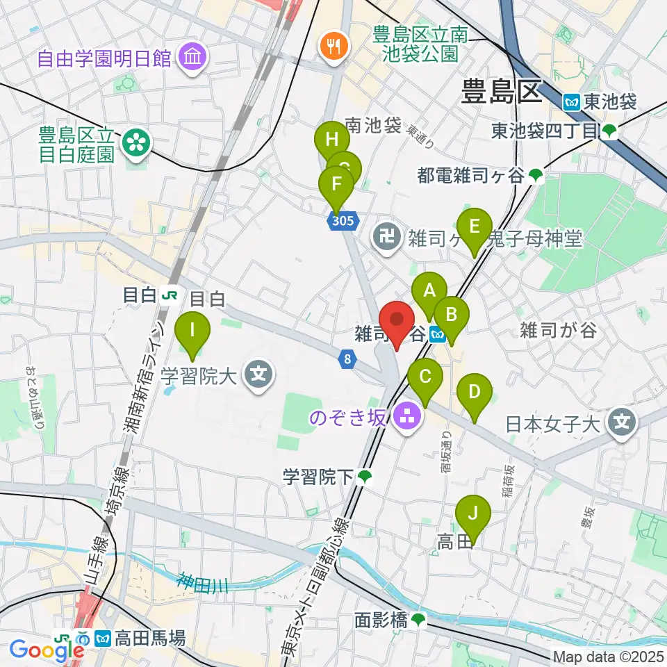 雑司が谷地域文化創造館周辺のコンビニエンスストア一覧地図