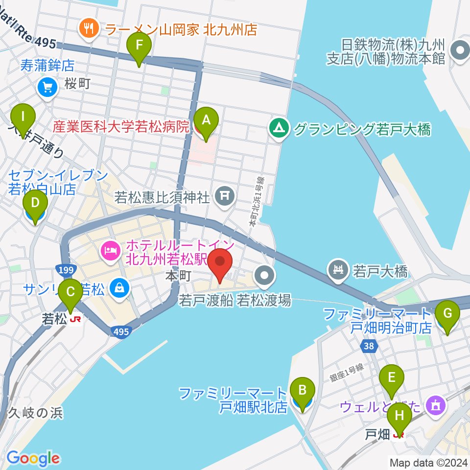 旧古河鉱業若松ビル周辺のコンビニエンスストア一覧地図