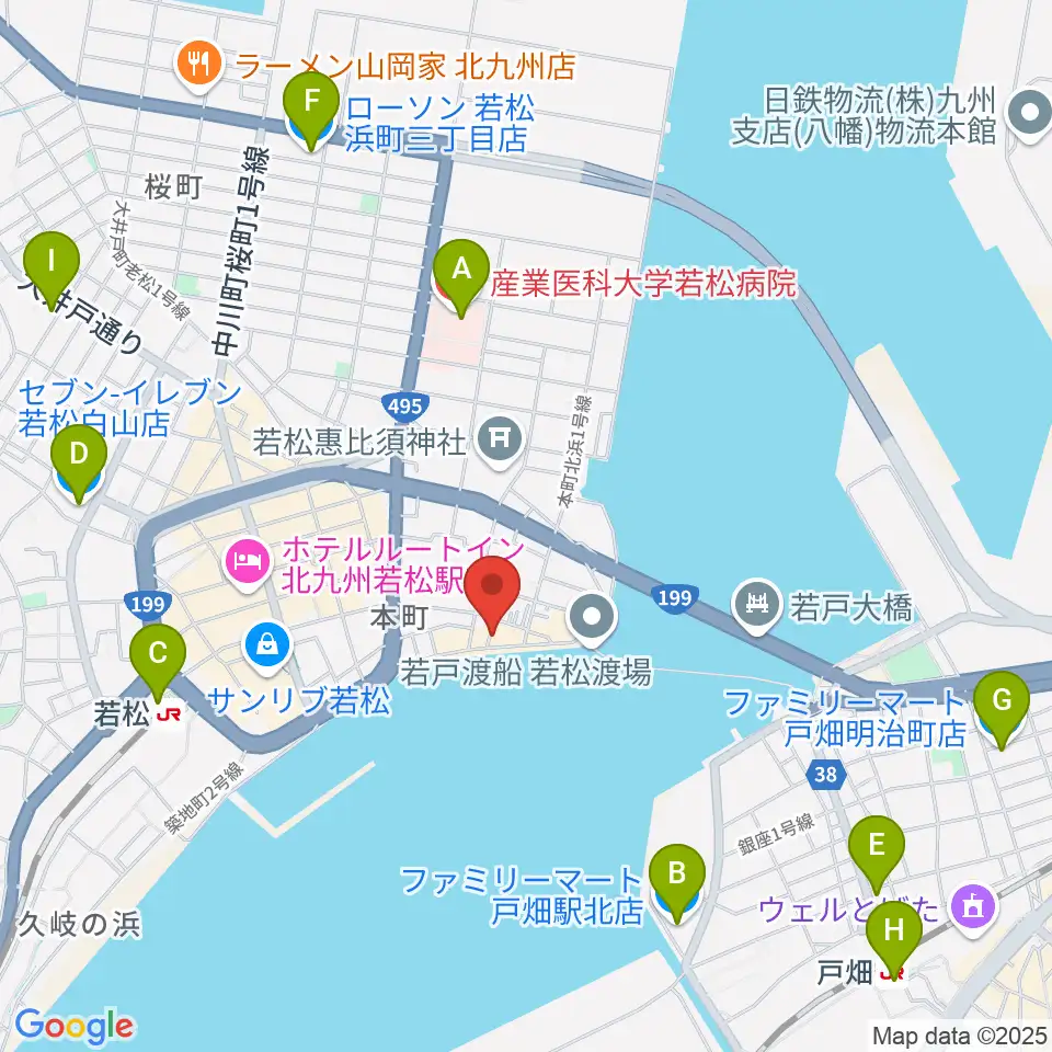 旧古河鉱業若松ビル周辺のコンビニエンスストア一覧地図