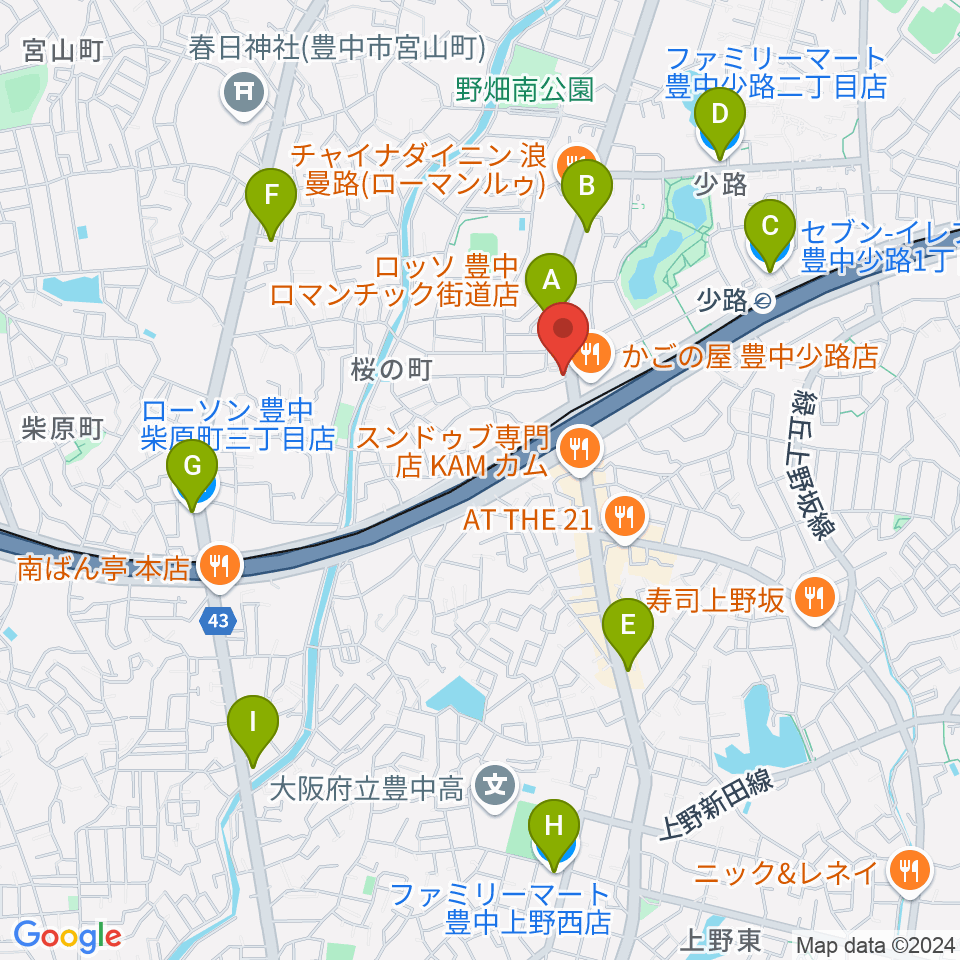 豊中リップセカンド周辺のコンビニエンスストア一覧地図