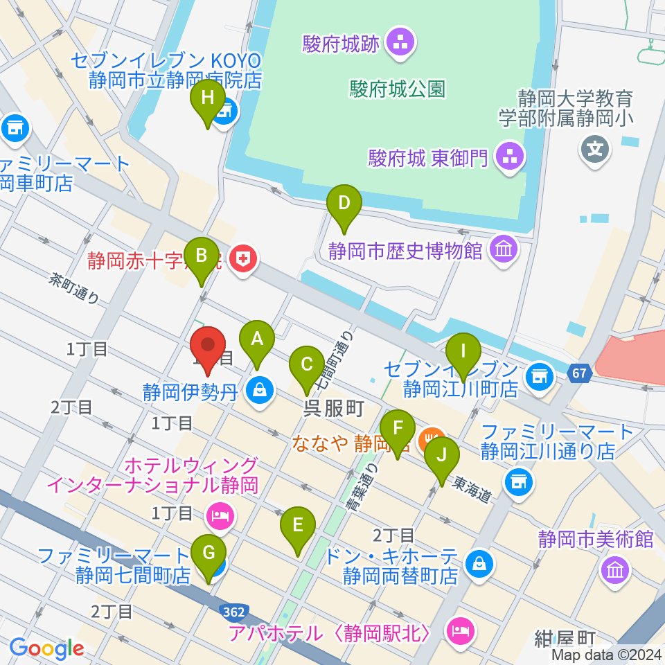 すみやグッディ本店周辺のコンビニエンスストア一覧地図