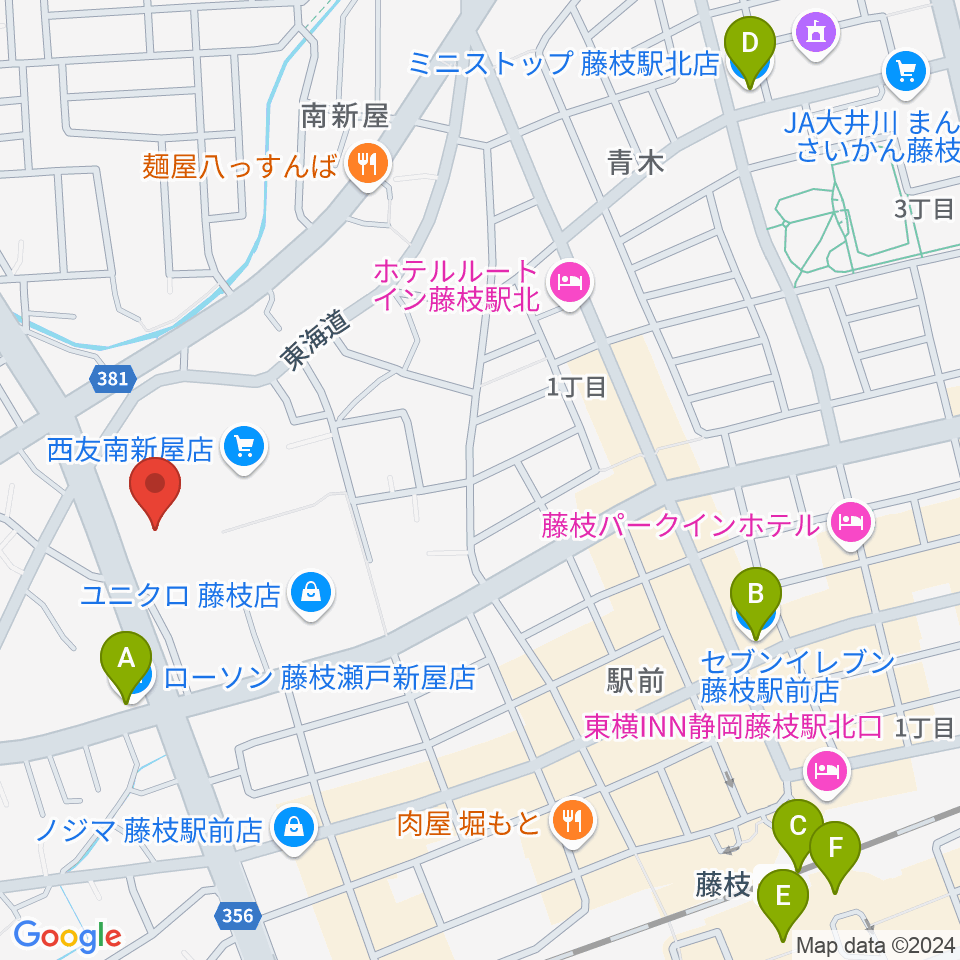 すみやグッディ藤枝店周辺のコンビニエンスストア一覧地図