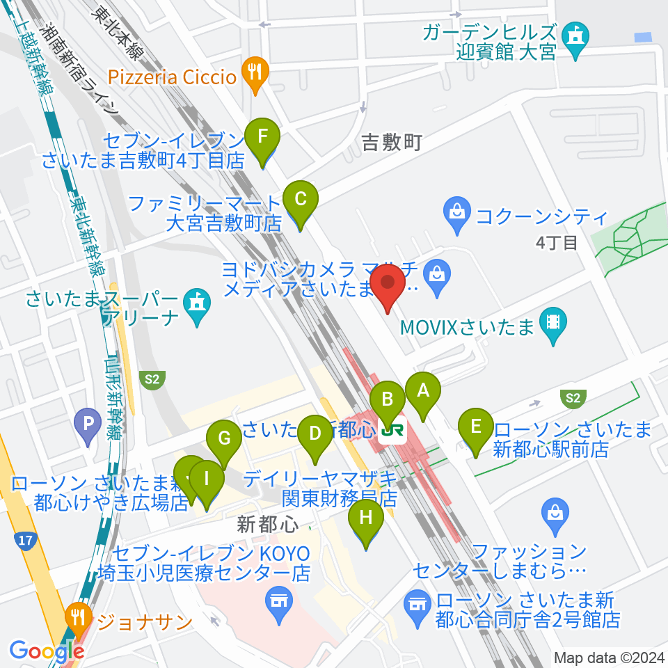 コクーンシティカルチャーセンター周辺のコンビニエンスストア一覧地図