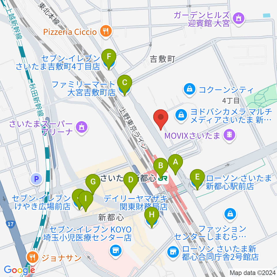 コクーンシティカルチャーセンター周辺のコンビニエンスストア一覧地図