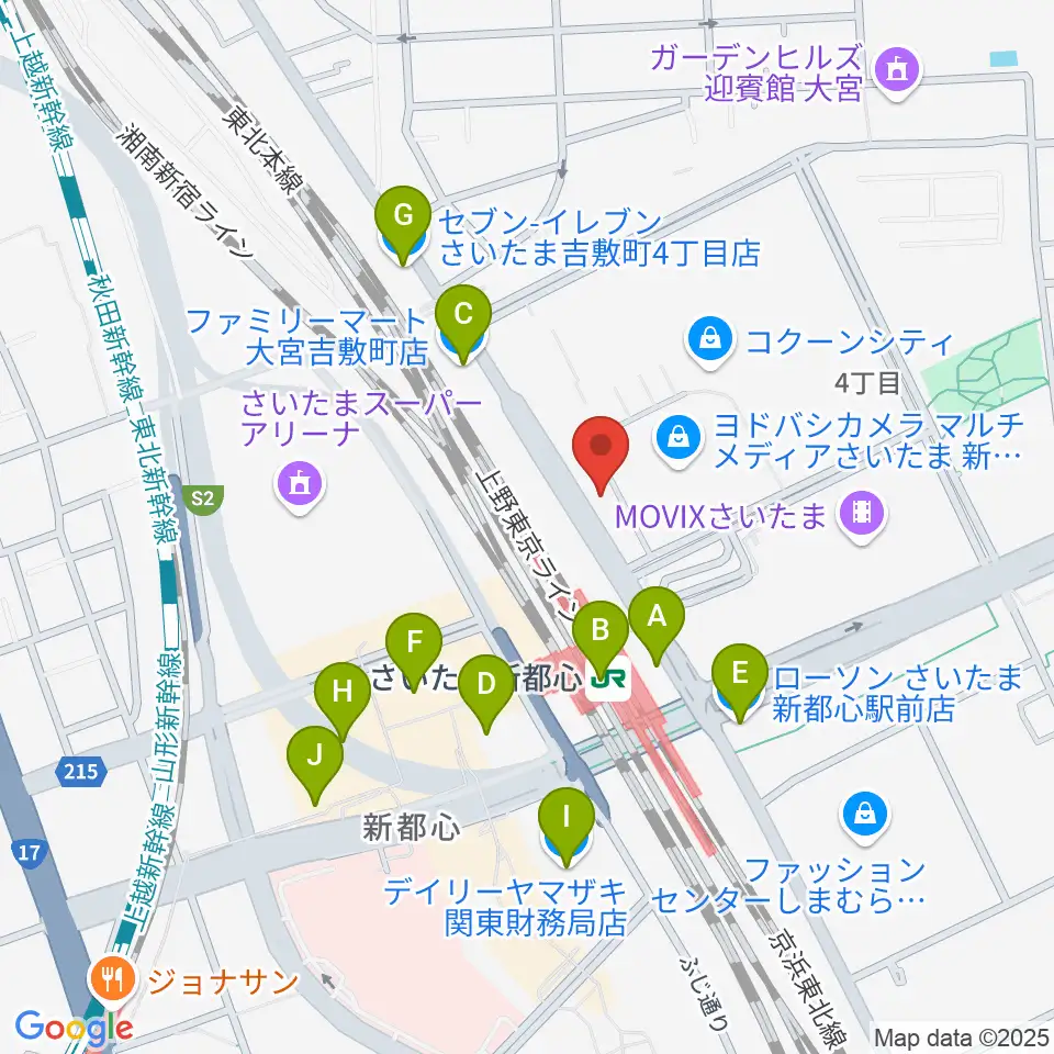 コクーンシティカルチャーセンター周辺のコンビニエンスストア一覧地図