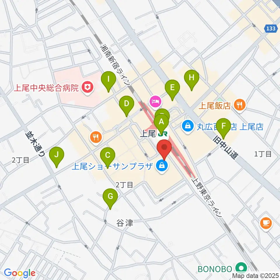 ヨークカルチャーセンター上尾周辺のコンビニエンスストア一覧地図