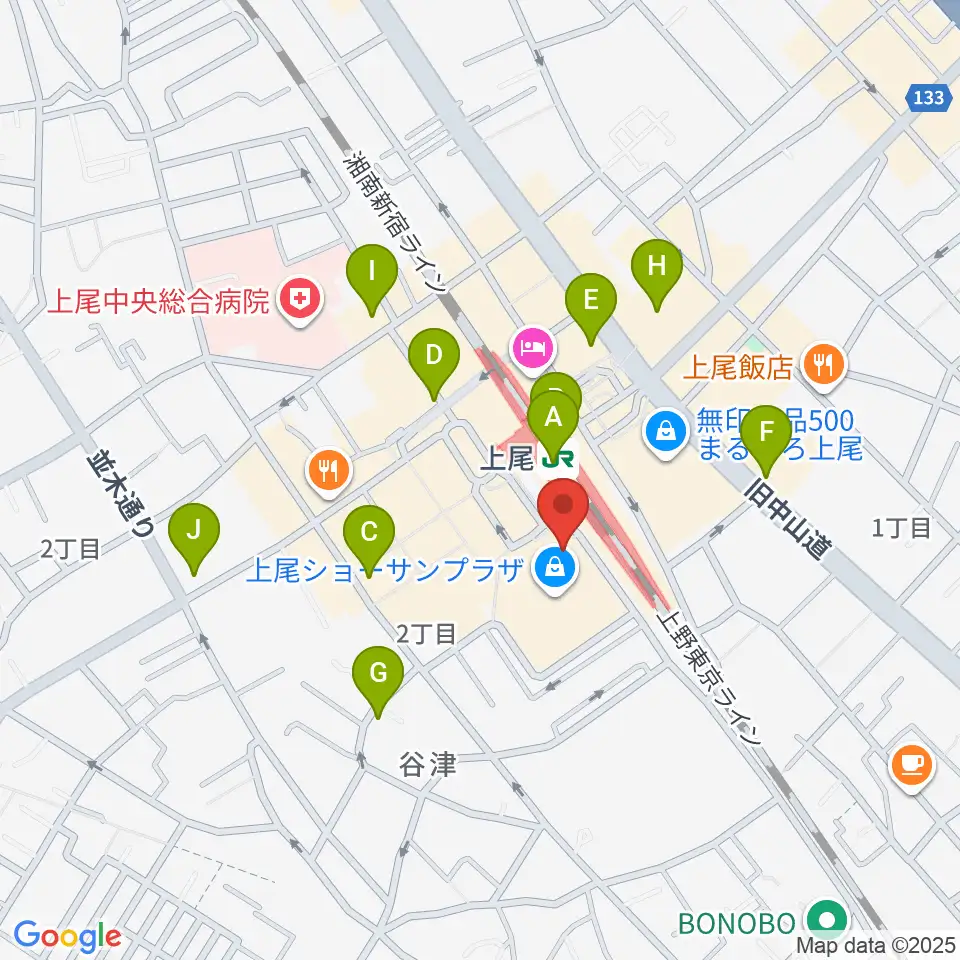 ヨークカルチャーセンター上尾周辺のコンビニエンスストア一覧地図