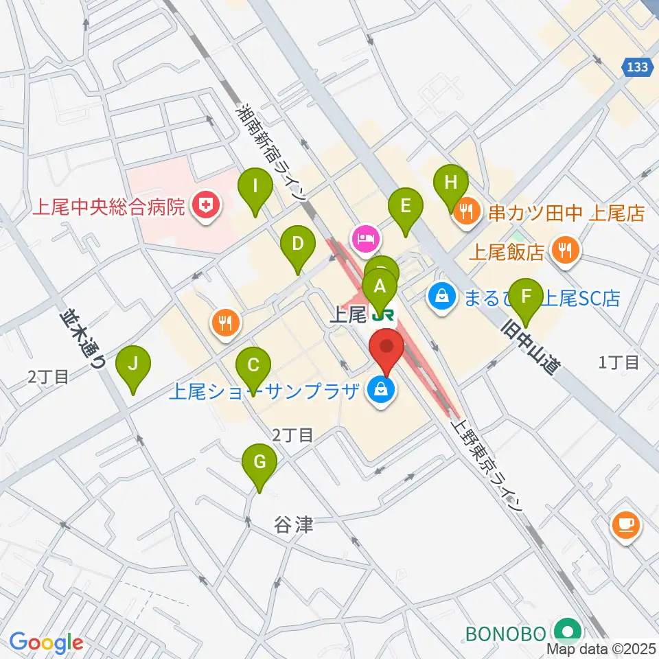 ヨークカルチャーセンター上尾周辺のコンビニエンスストア一覧地図