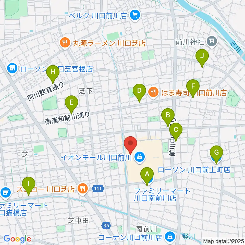 川口カルチャーセンター周辺のコンビニエンスストア一覧地図