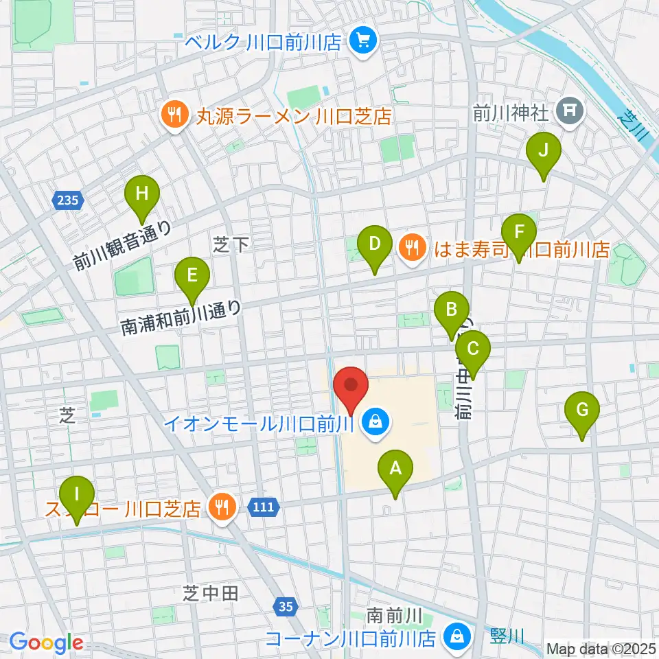 川口カルチャーセンター周辺のコンビニエンスストア一覧地図