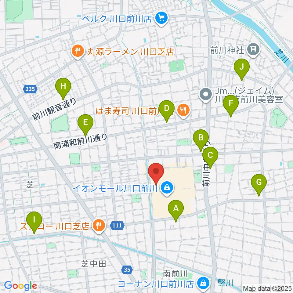 川口カルチャーセンター周辺のコンビニエンスストア一覧地図
