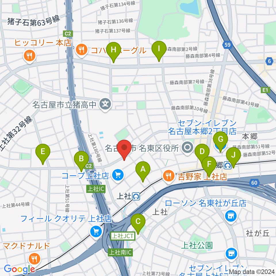 ライブ・ギャラリー 元周辺のコンビニエンスストア一覧地図