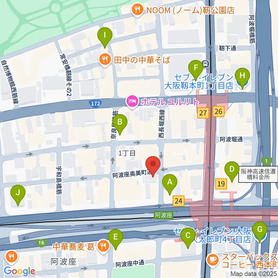 本町マザーポップコーン周辺のコンビニエンスストア一覧地図