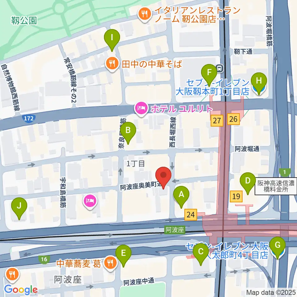 本町マザーポップコーン周辺のコンビニエンスストア一覧地図