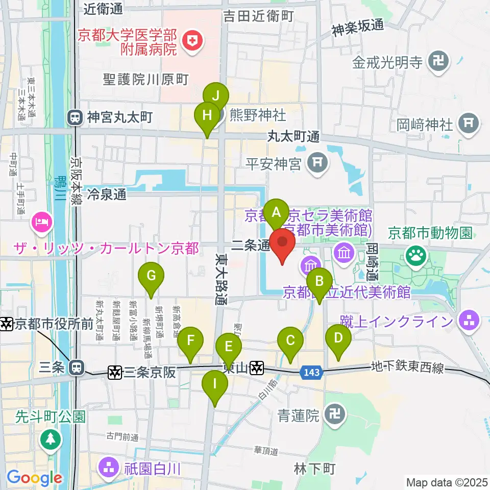 みやこめっせ 京都市勧業館周辺のコンビニエンスストア一覧地図