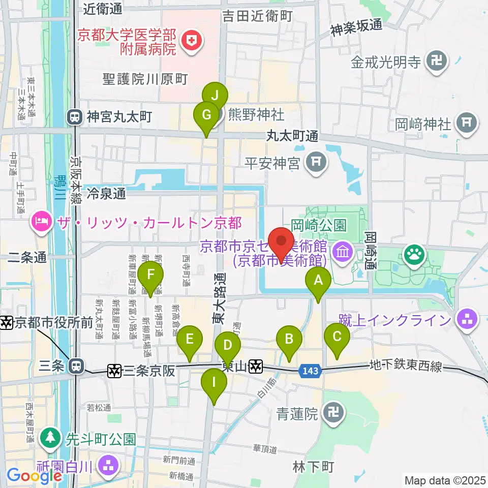 みやこめっせ 京都市勧業館周辺のコンビニエンスストア一覧地図