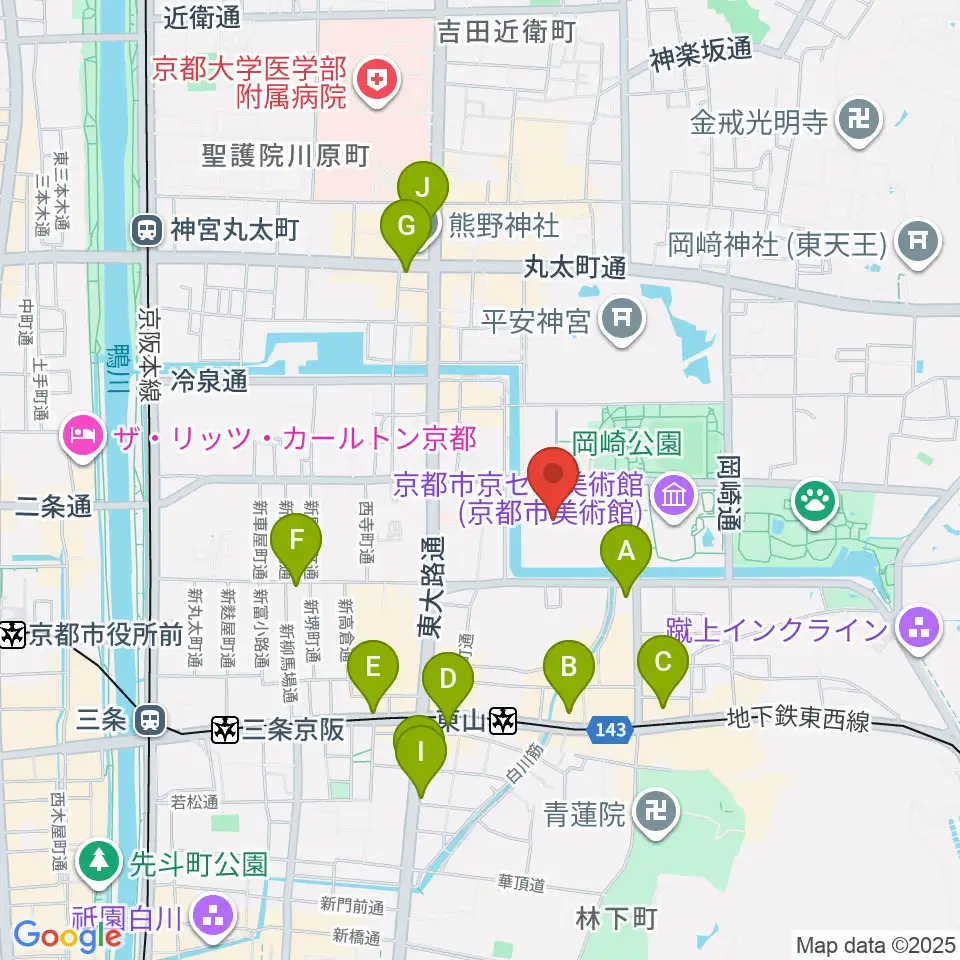 みやこめっせ 京都市勧業館周辺のコンビニエンスストア一覧地図