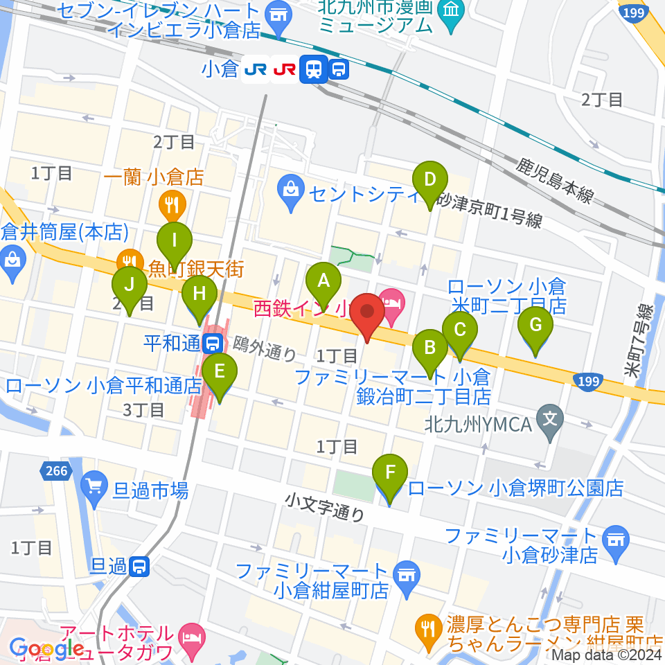 小倉ギャラリー・ソープ周辺のコンビニエンスストア一覧地図