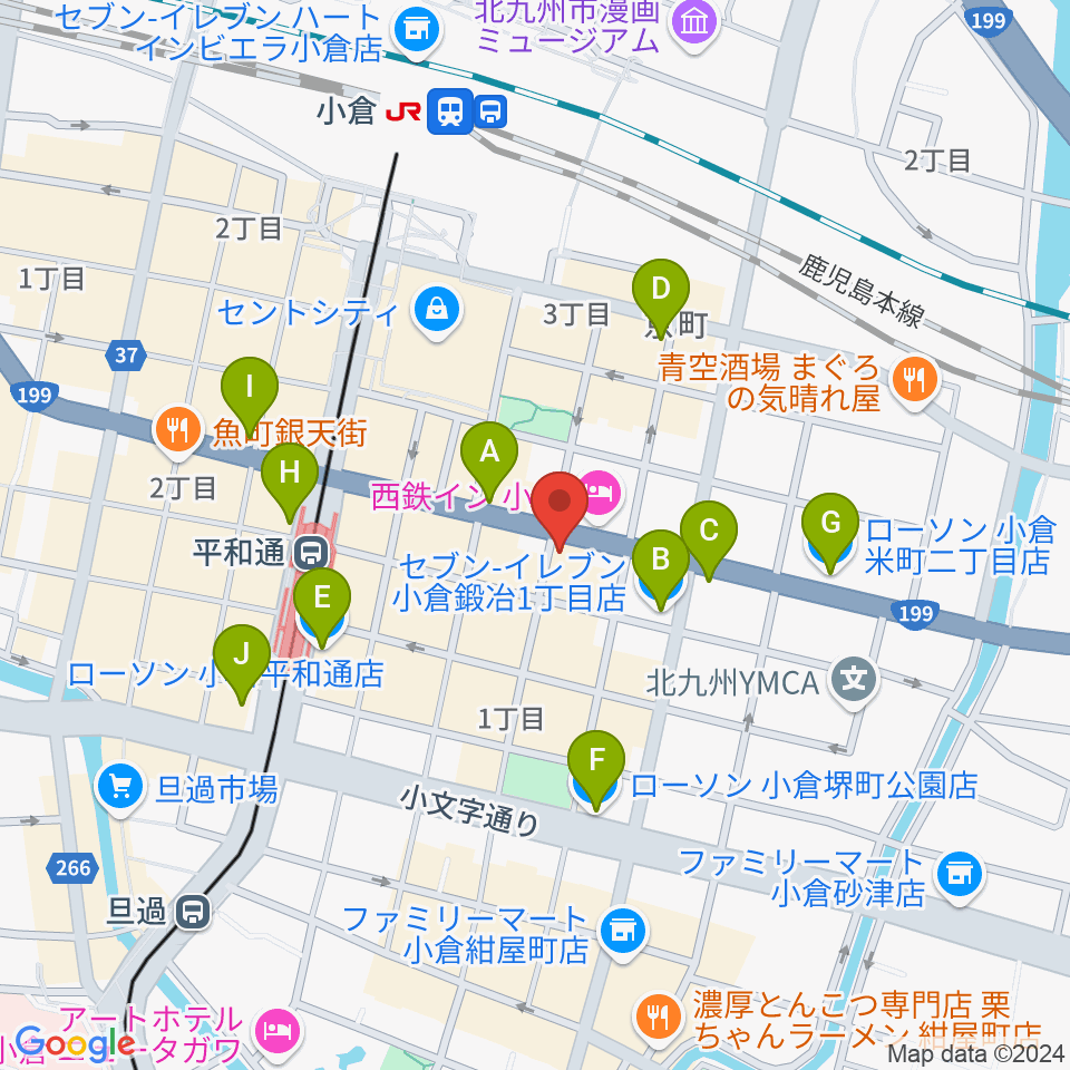 小倉ギャラリー・ソープ周辺のコンビニエンスストア一覧地図