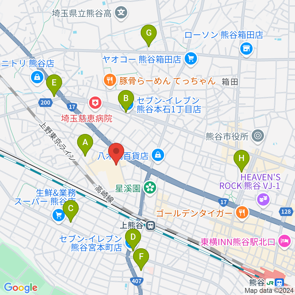 熊谷カルチャーセンター周辺のコンビニエンスストア一覧地図