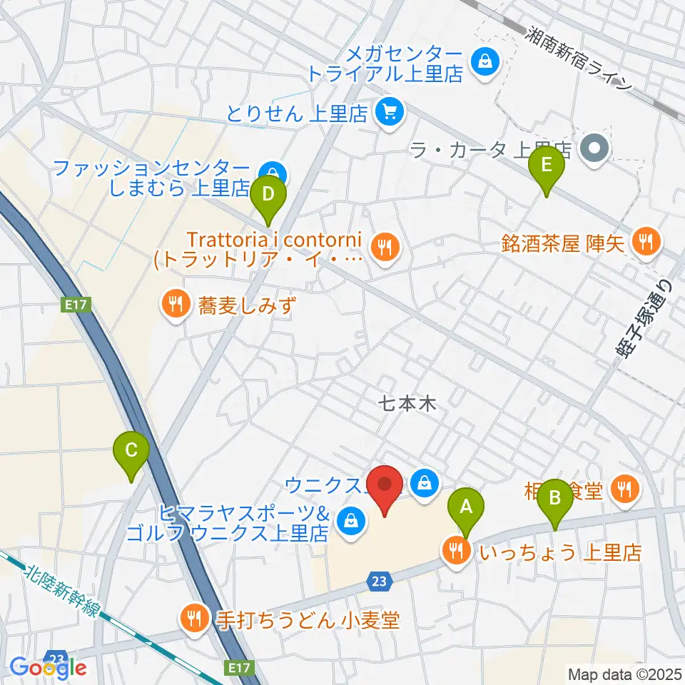 上里カルチャーセンター周辺のコンビニエンスストア一覧地図