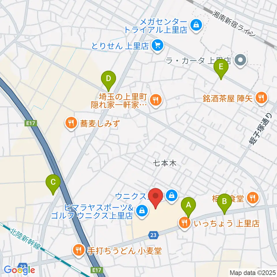 上里カルチャーセンター周辺のコンビニエンスストア一覧地図
