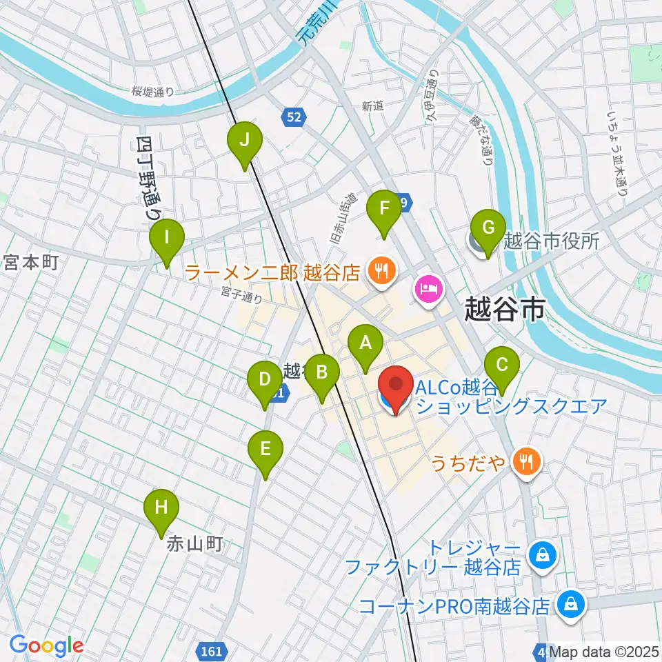 越谷カルチャーセンター周辺のコンビニエンスストア一覧地図