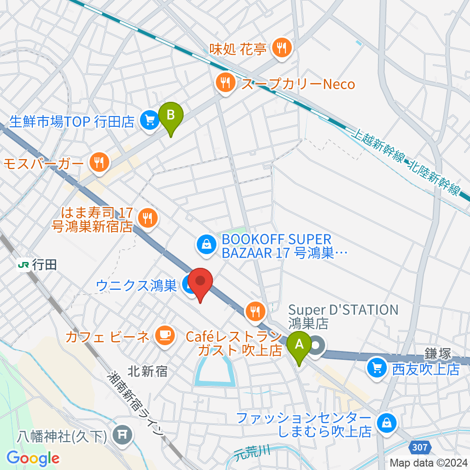 ウニクスカルチャーセンター鴻巣周辺のコンビニエンスストア一覧地図