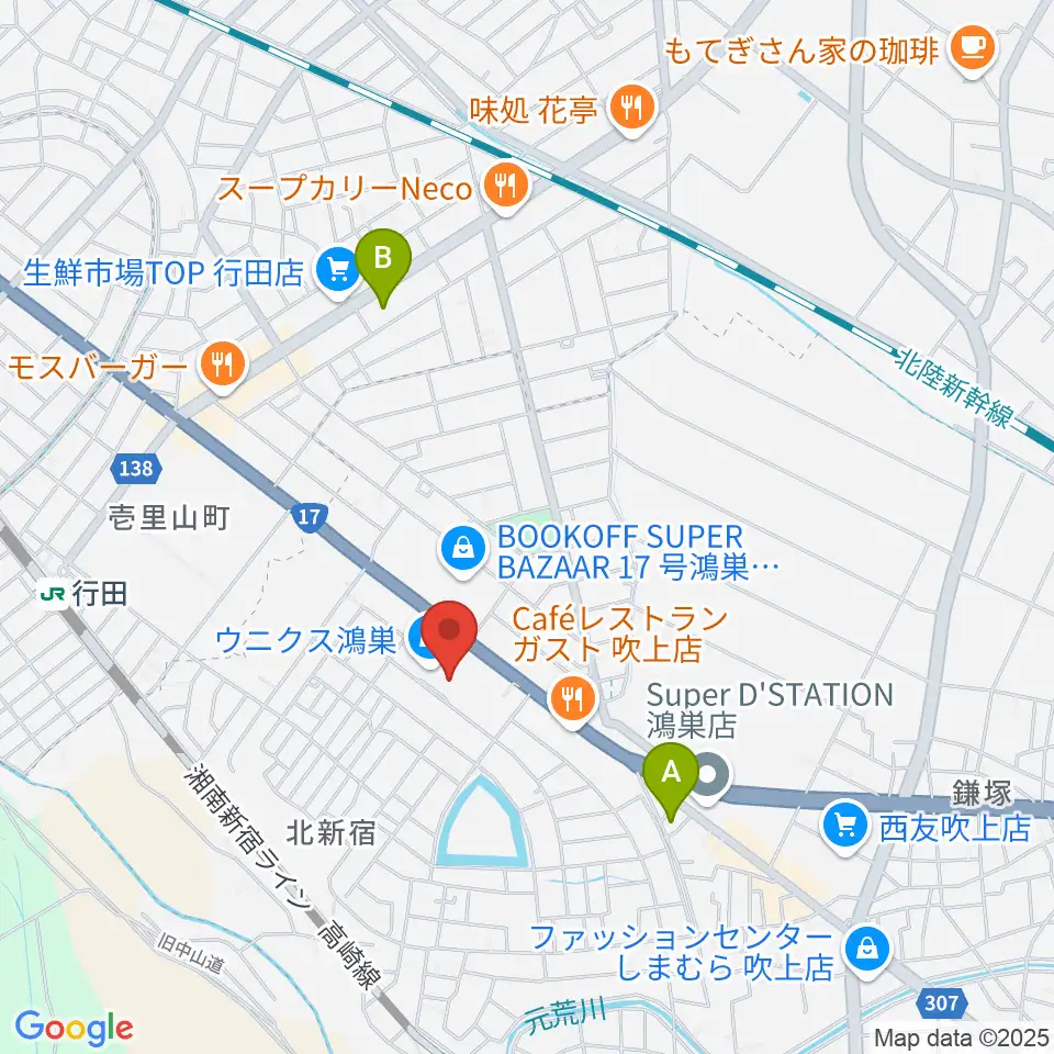 ウニクスカルチャーセンター鴻巣周辺のコンビニエンスストア一覧地図