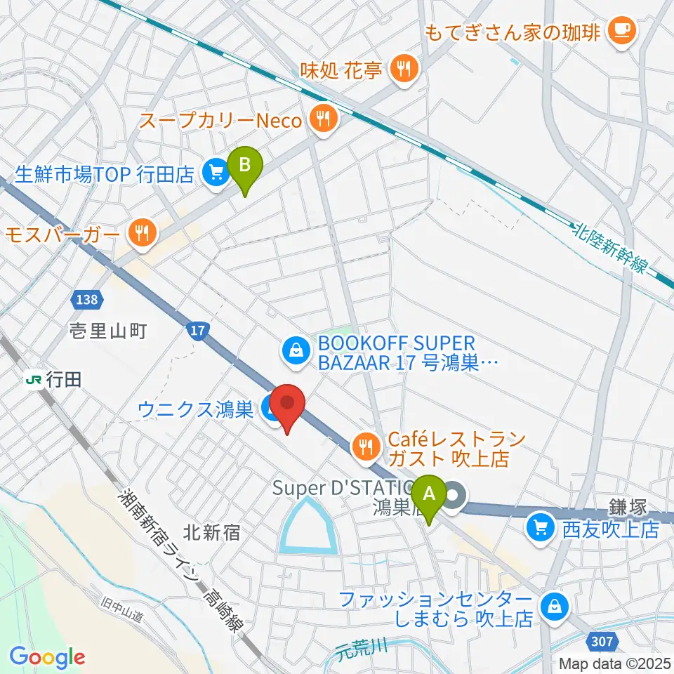 ウニクスカルチャーセンター鴻巣周辺のコンビニエンスストア一覧地図