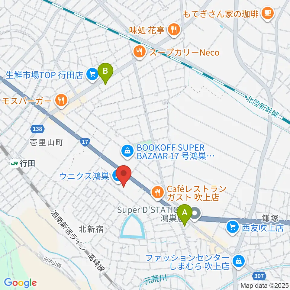 ウニクスカルチャーセンター鴻巣周辺のコンビニエンスストア一覧地図