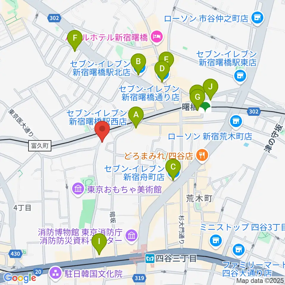 曙橋JAZZBAR FILL IN周辺のコンビニエンスストア一覧地図